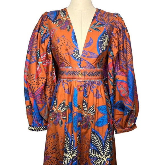 FARM Rio Orange and Blue Maxi Dress - Picture 4 of 12